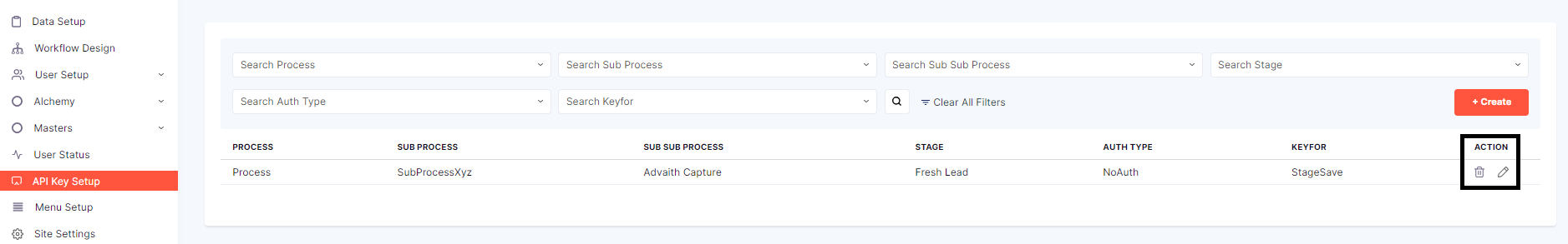 API KEYSETUP ACTIONS
