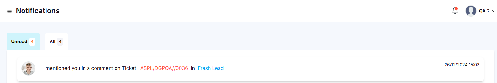 CALL LOG TAB VIEW PAGE