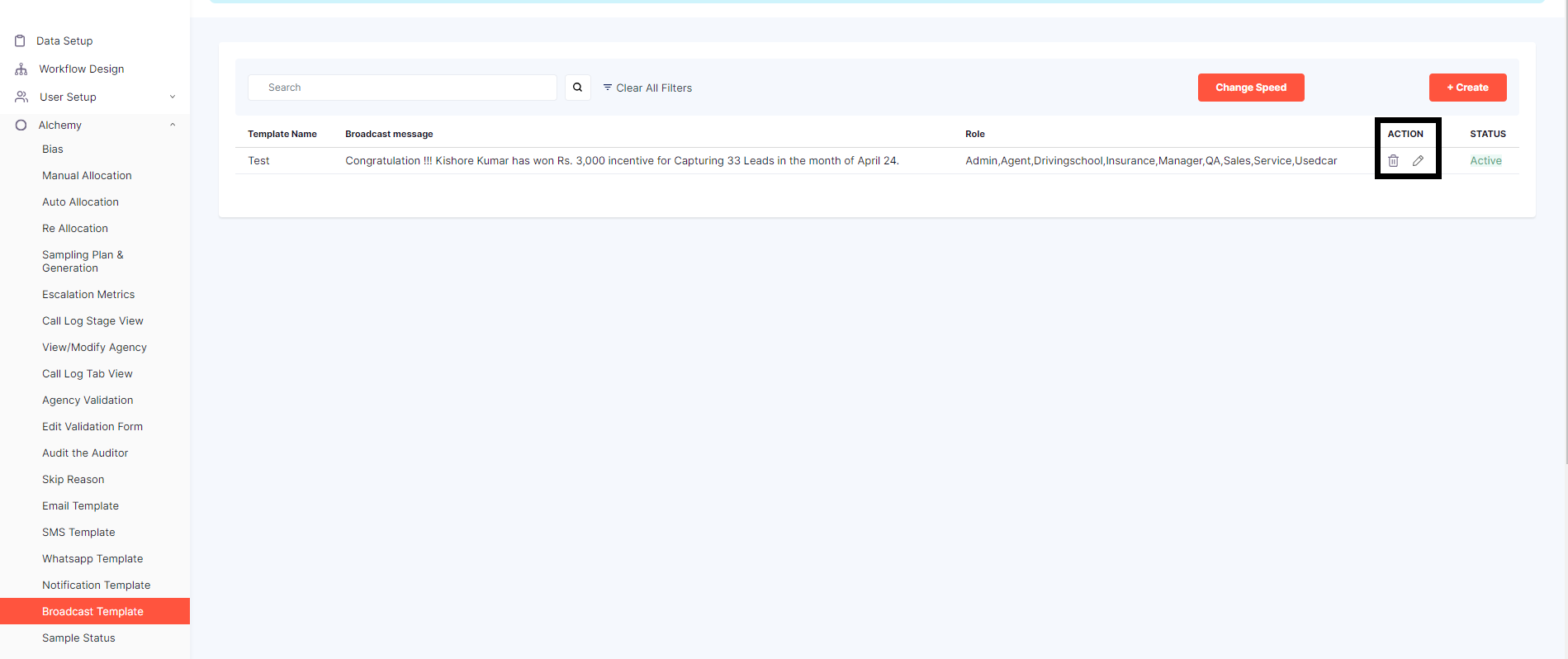 BROADCAST TEMPLATE ACTIONS