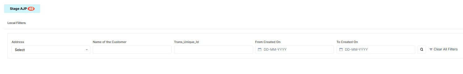 CALL LOG TAB VIEW LOCAL FILTERS