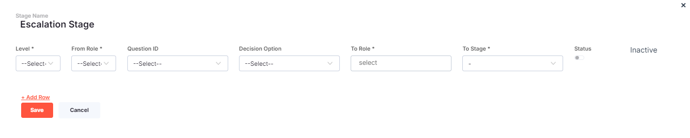 ESCALATION METRICS ACTIVE STAGE FORM