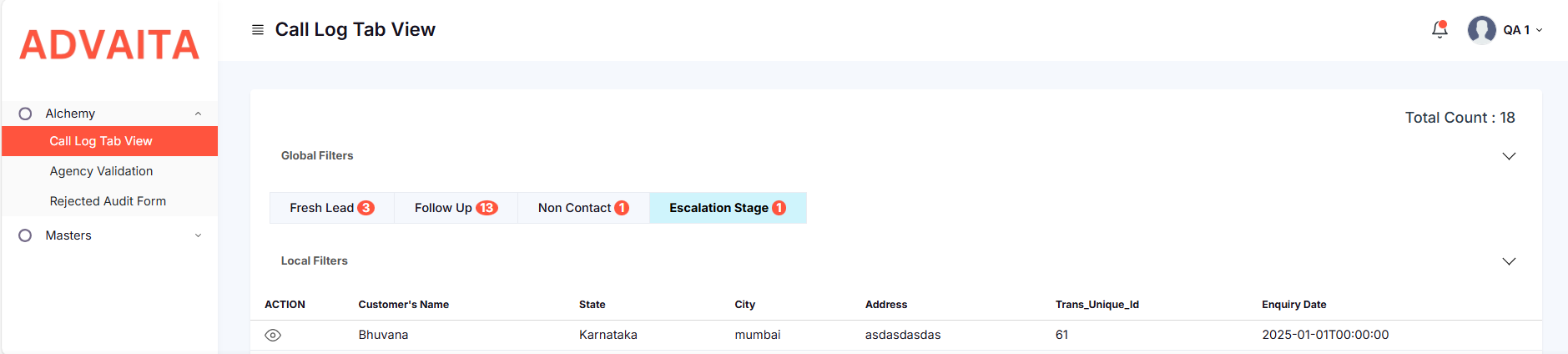 ESCALATION METRICS EXAMPLE