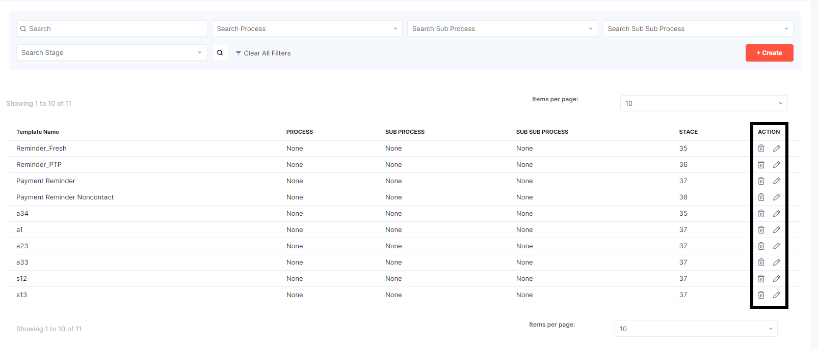 EMAIL TEMPLATE ACTIONS