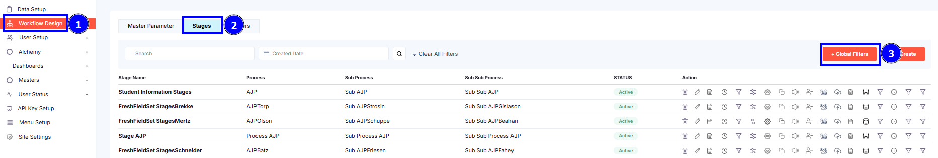 STAGES GLOBAL FILTERS