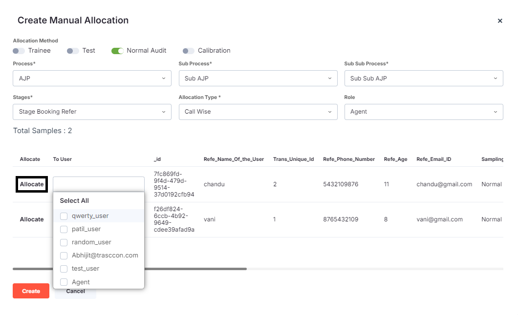MANUAL ALLOCATION FORM