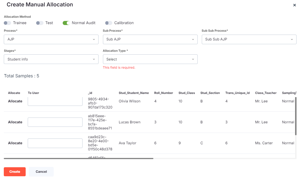 MANUAL ALLOCATION FORM