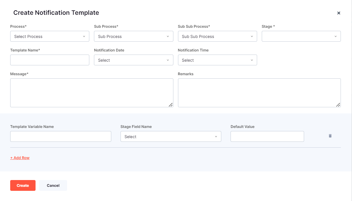 NOTIFICATION TEMPLATE FORM