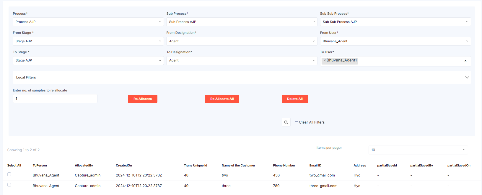 RE ALLOCATION SEARCH