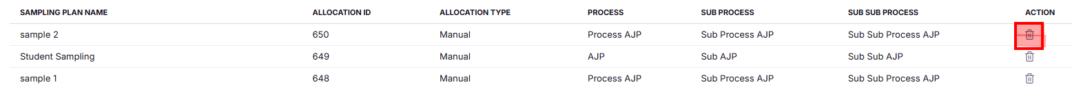 SAMPLING PLAN AND GENERATION ACTION
