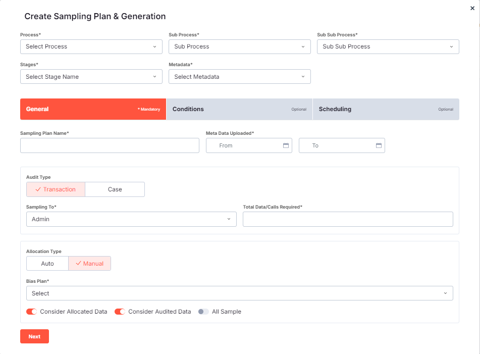 SAMPLE PLAN & GENERATION FORM