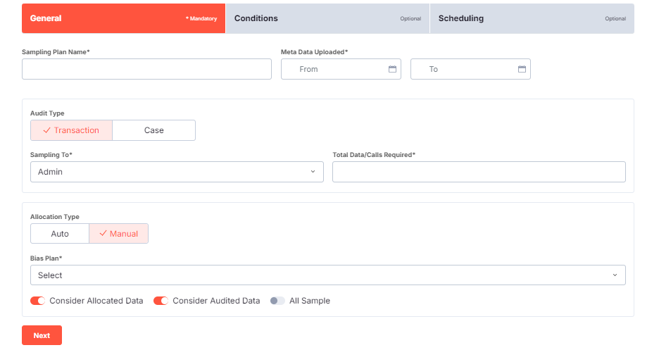 SAMPLE PLAN & GENERATION FORM