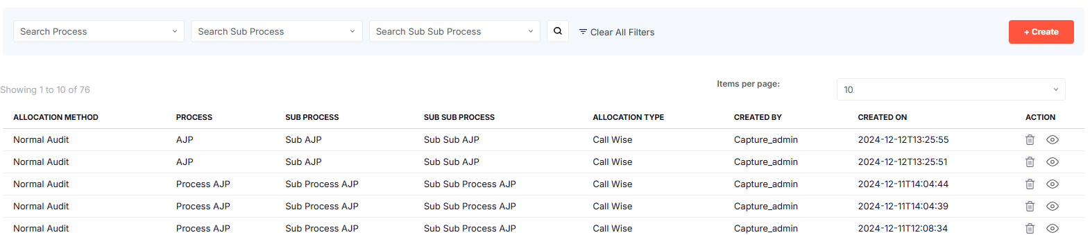 SEARCH OR CREATE MANUAL ALLOCATION