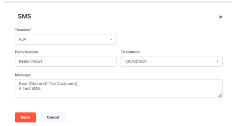 SMS TEMPLATE ACTIONS