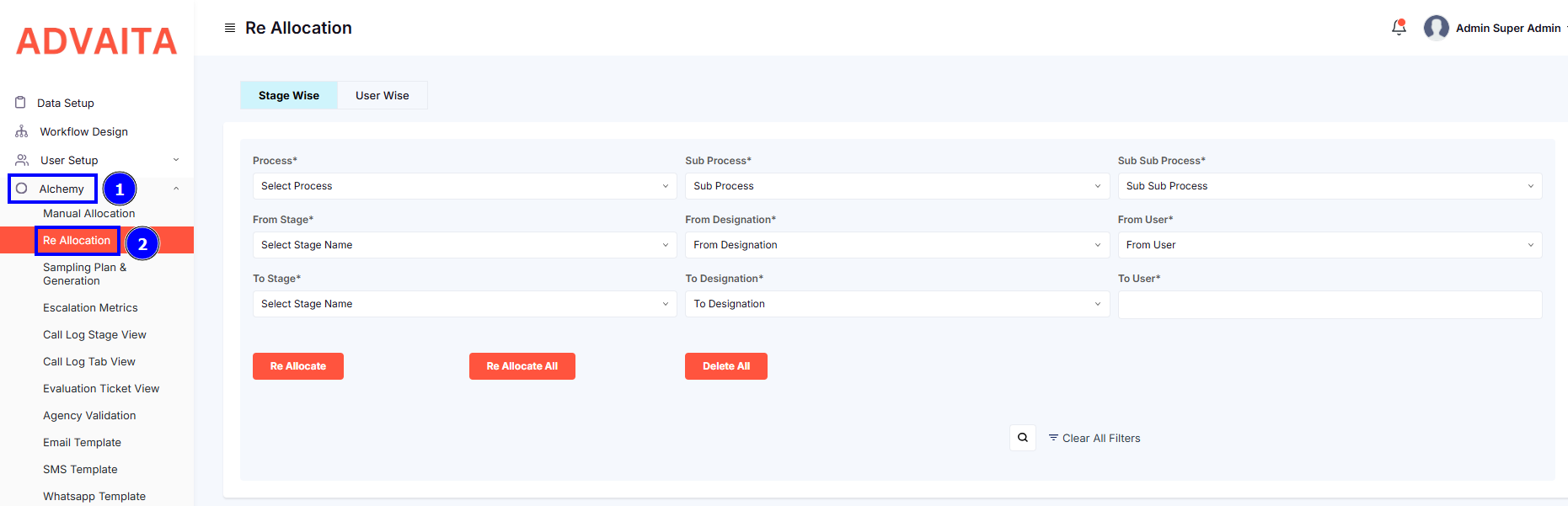 STEPS FOR RE ALLOCATION