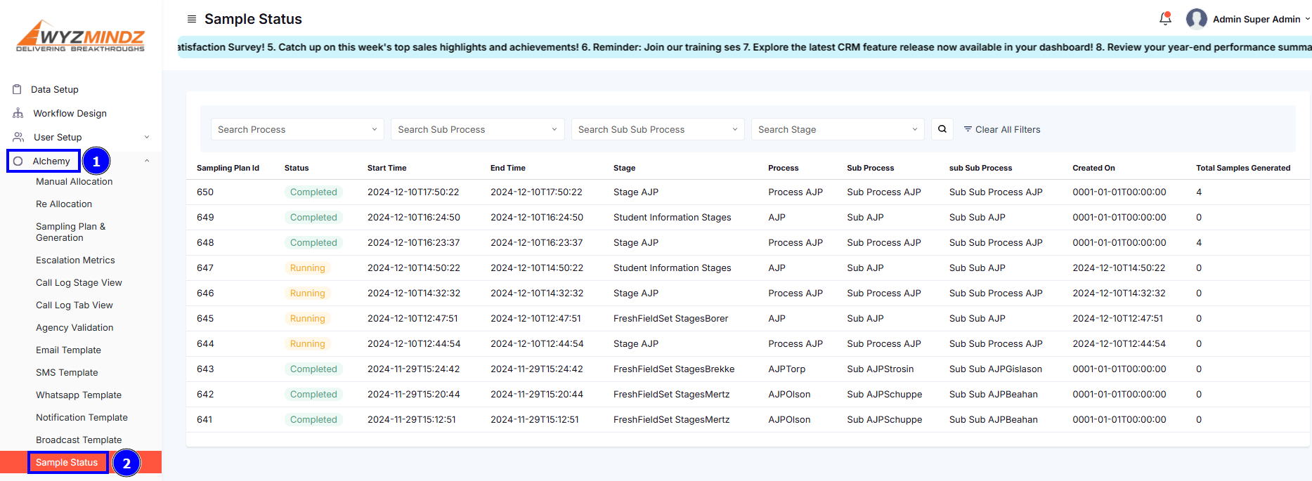 STEPS FOR SAMPLE STATUS