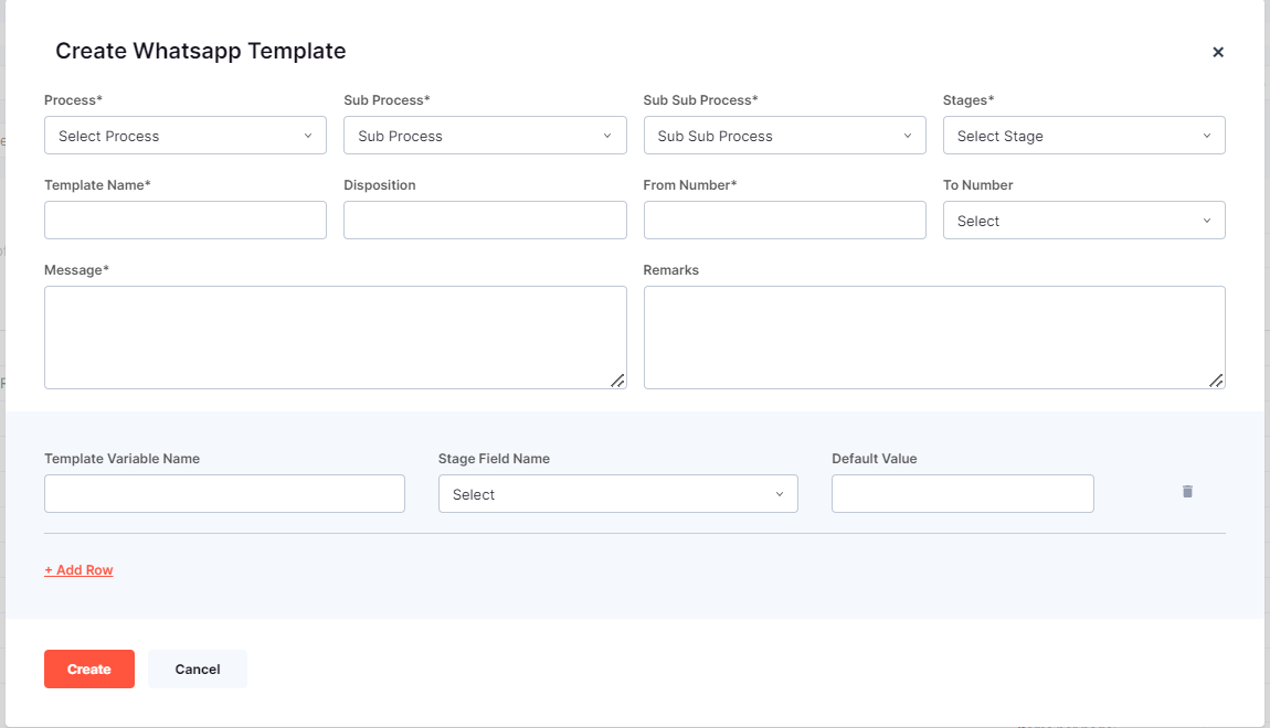 WHATSAPP TEMPLATE FORM