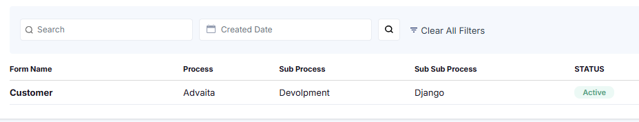 CREATED OR SEARCH MASTER FORM