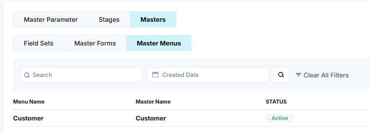 CREATE OR SEARCH MASTER MENU