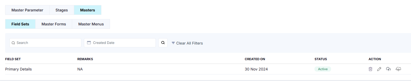 CREATED SEARCH FIELDSET