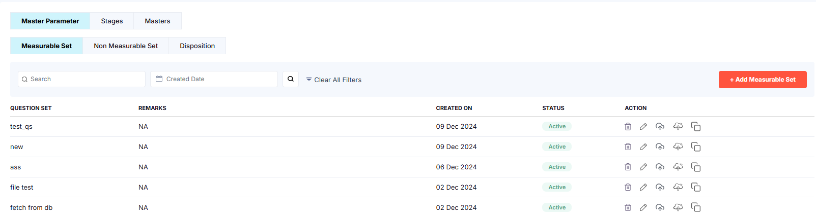 CREATED SEARCH MEASURABLESET