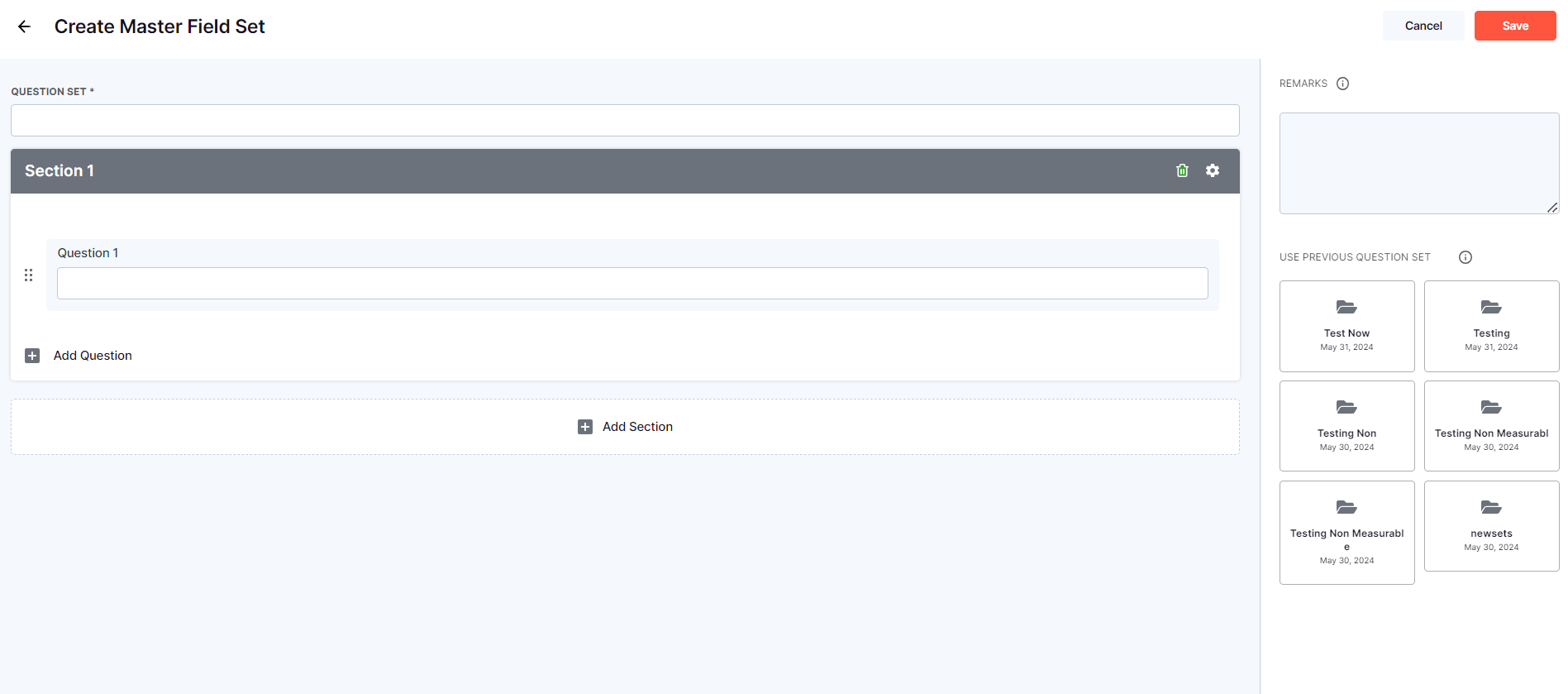 MASTER FIELD SET FORM