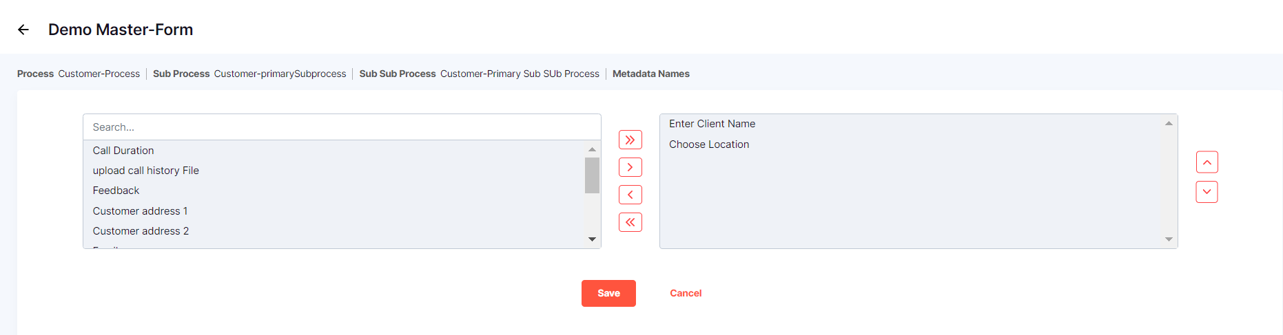 MASTER FORM MASTER FIELDS