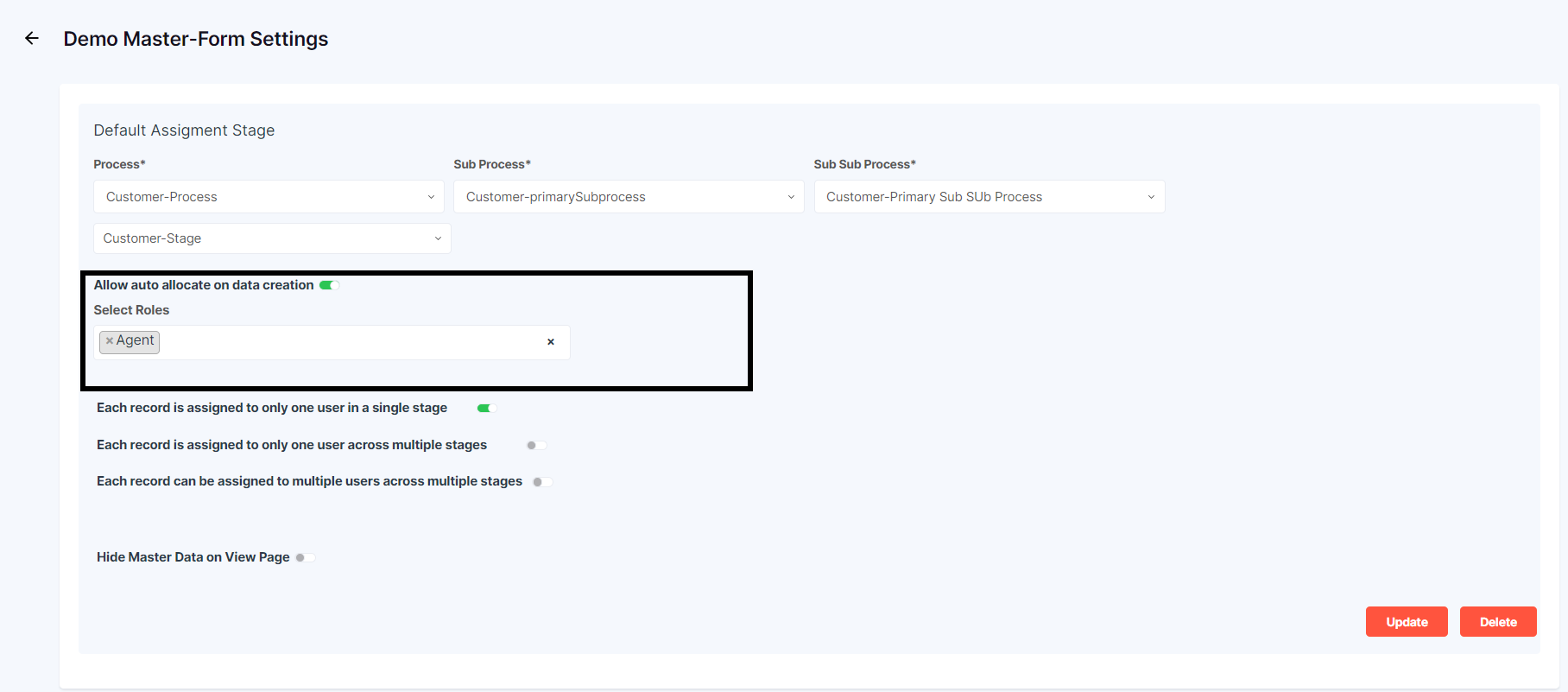 MASTER FORM SETTINGS ICON